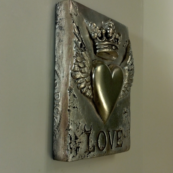 Sid Dickens, S-206 "Amour" silver heart Memory-Block wall tile *Rare & Retired* - Picture 2 of 8